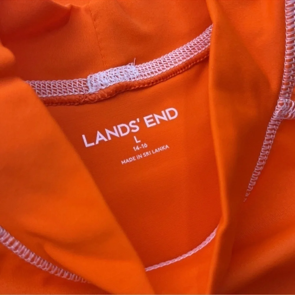 ❤️ 🆕 LANDS END Short Sleeve RashGuard Swim Top Boys Large 14/16